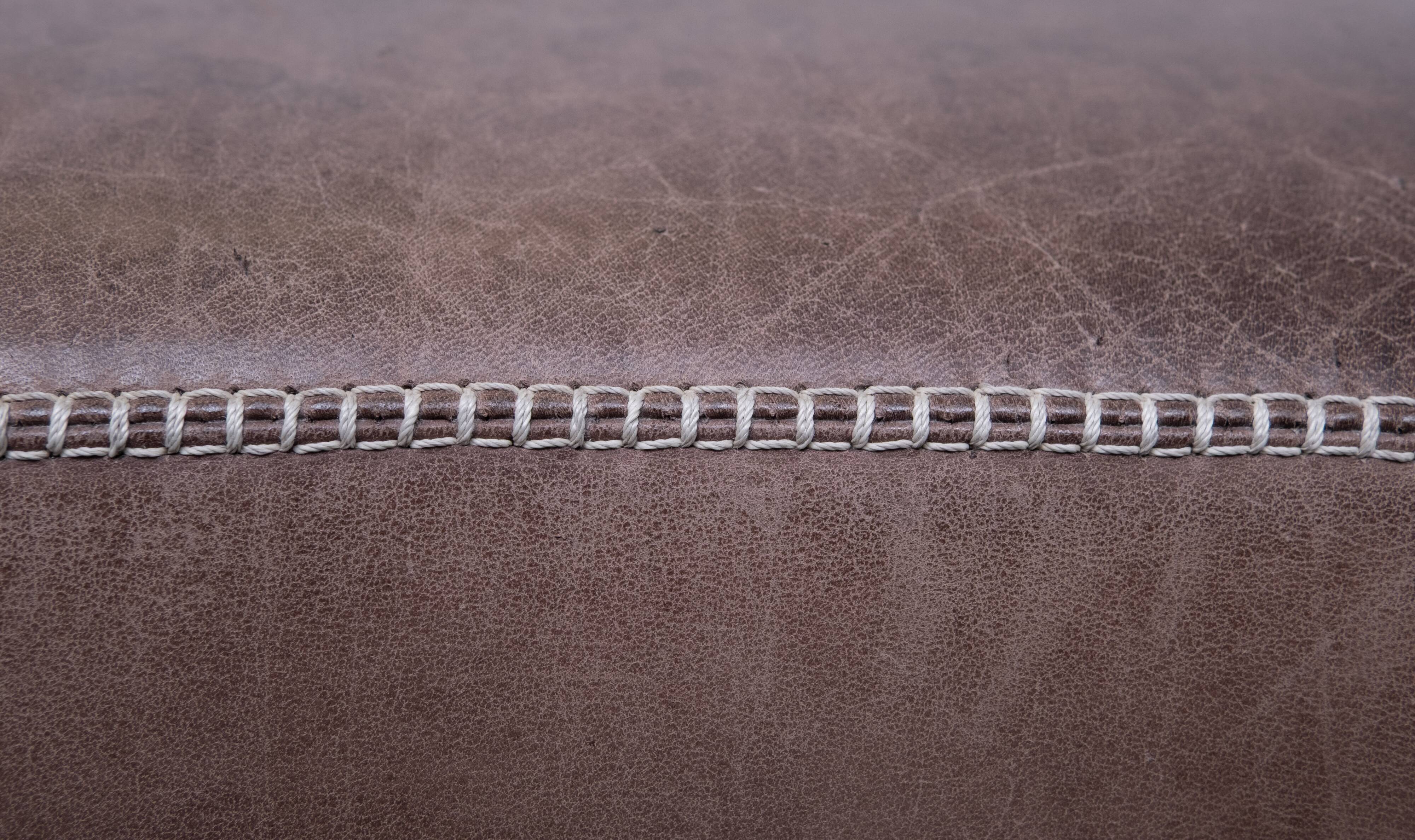 Stich Leather Pouf or Ottoman 1970s