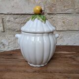 Ancien sucrier en céramique motif fruits jaunes
