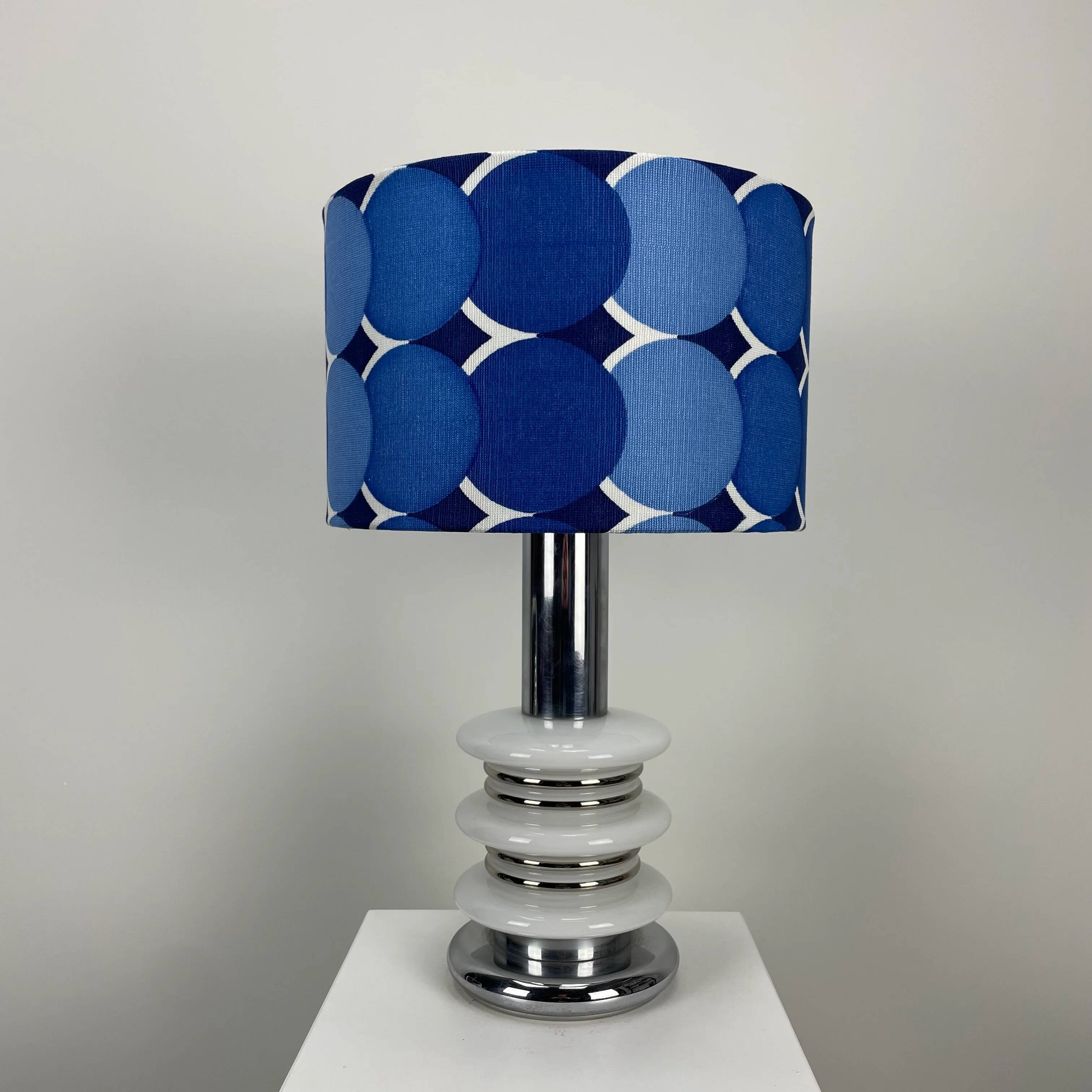 Lampe de table chrome et verre de sapce age par Hustadt Leuchten 1970