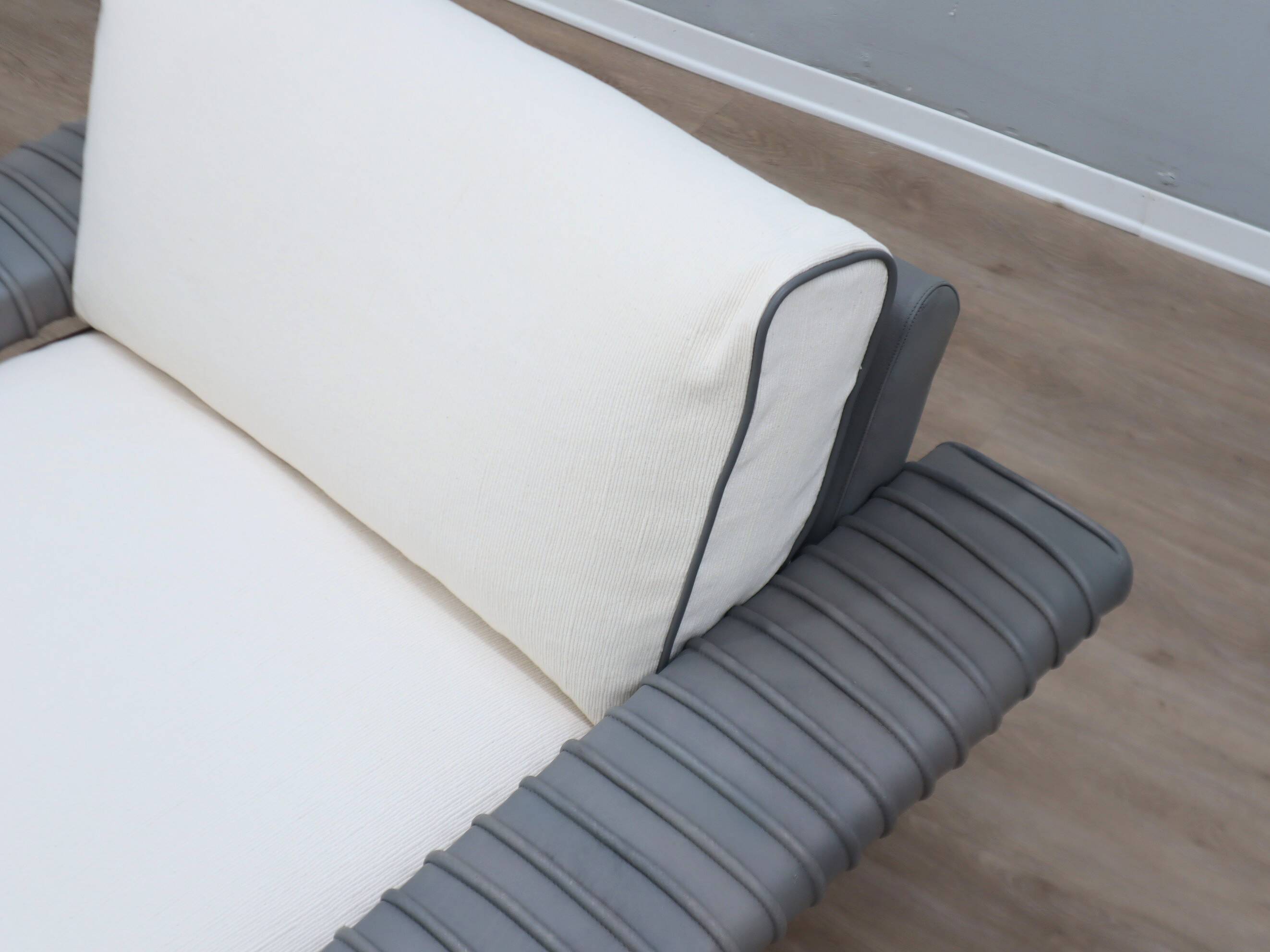 Marzio Cecchi armchair in ribbed Leather and goose down cushions 1970s