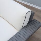 Marzio Cecchi armchair in ribbed Leather and goose down cushions 1970s