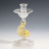 Glass candlestick by Archimede Seguso with dolphin, circa 1960s.