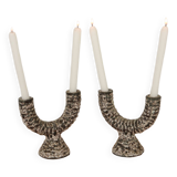 Pair of Fat Lava Candlesticks