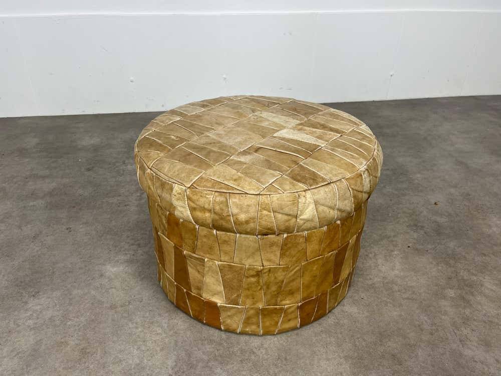 Patchwork leather storage pouf by De Sede, 1970s.