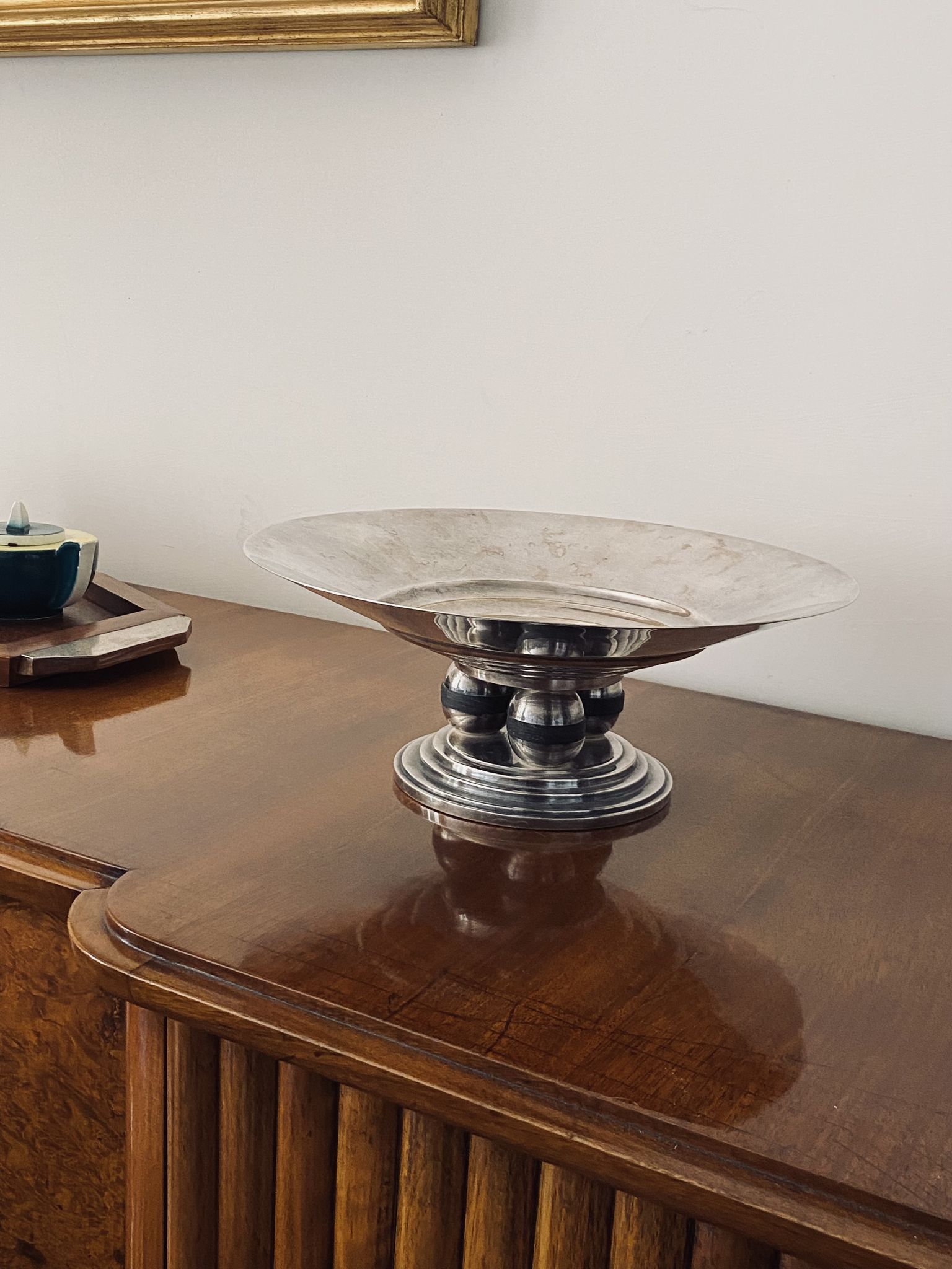 Centre de table argenté Art déco, France années 1930