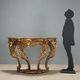 Old eclectic console carved in gilded fir, Italy 19th century