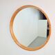 Large Mid-Century Round Pine Mirror, Denmark, 1960s