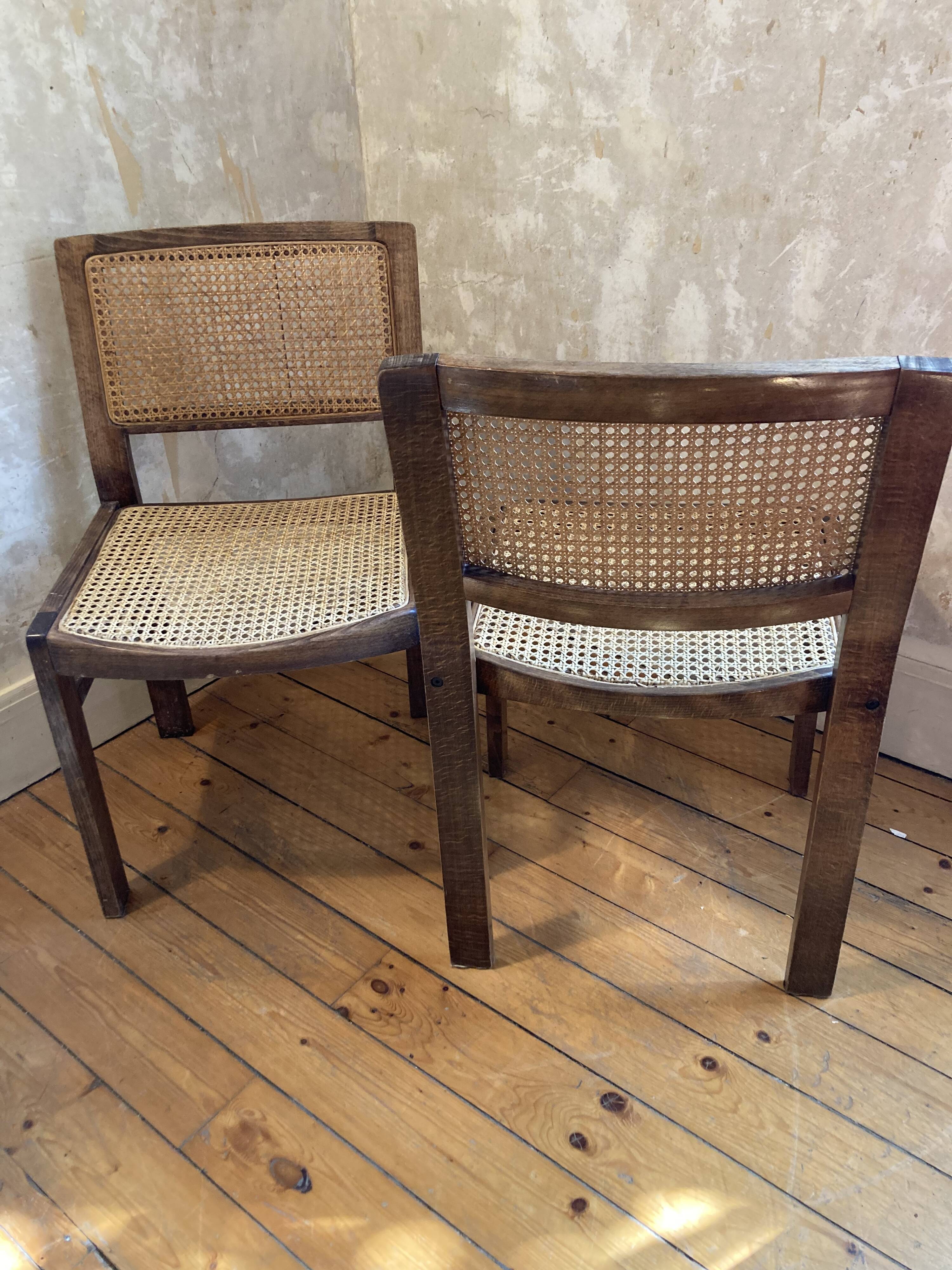 Pair of Baumann chairs canned