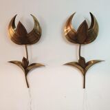 Brass flower sconces