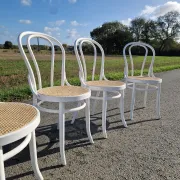 Lot de 4 chaises en bois tournés et cannage 