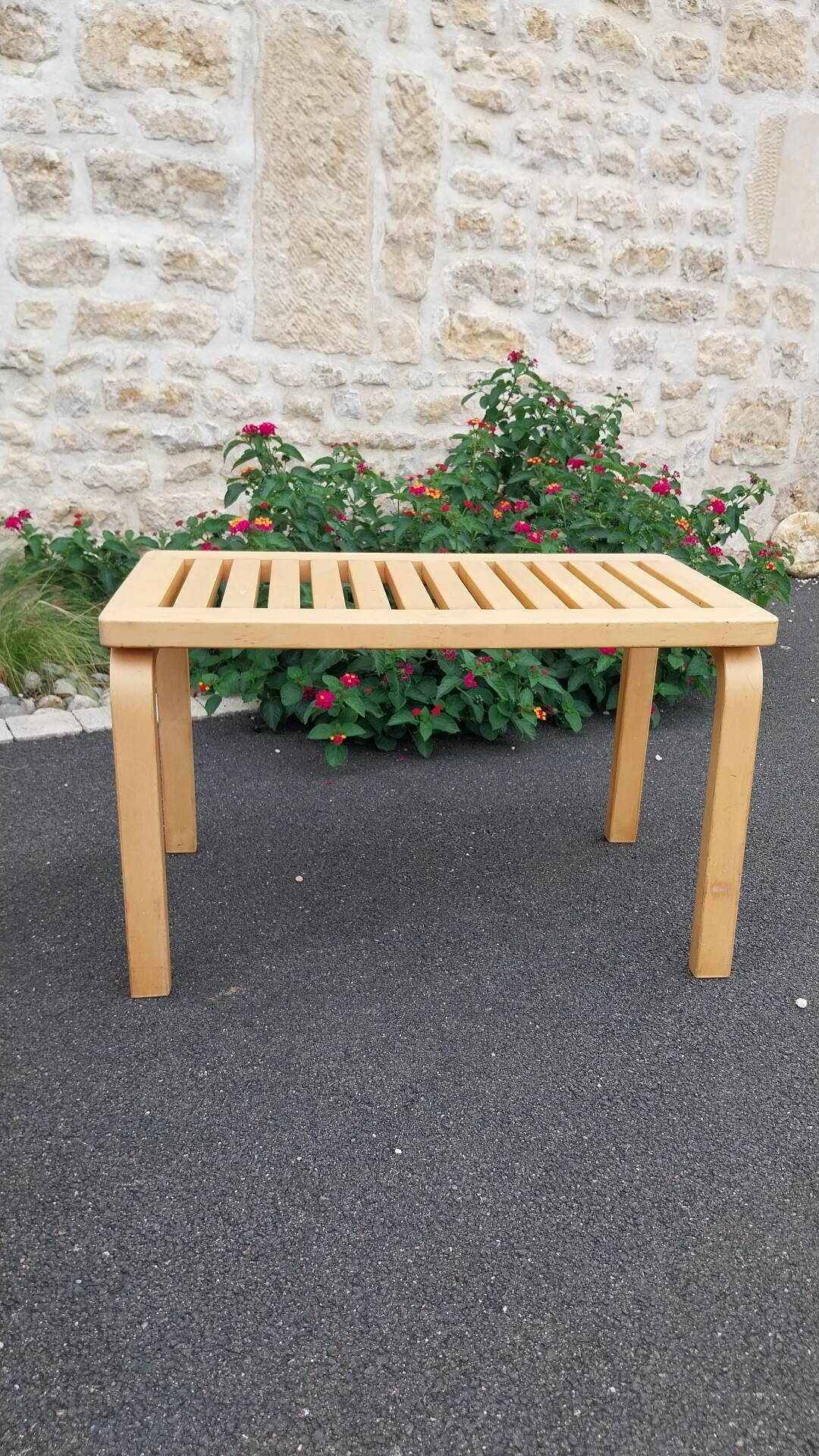 Birch wood bench Alvar Aalto Artek 80s