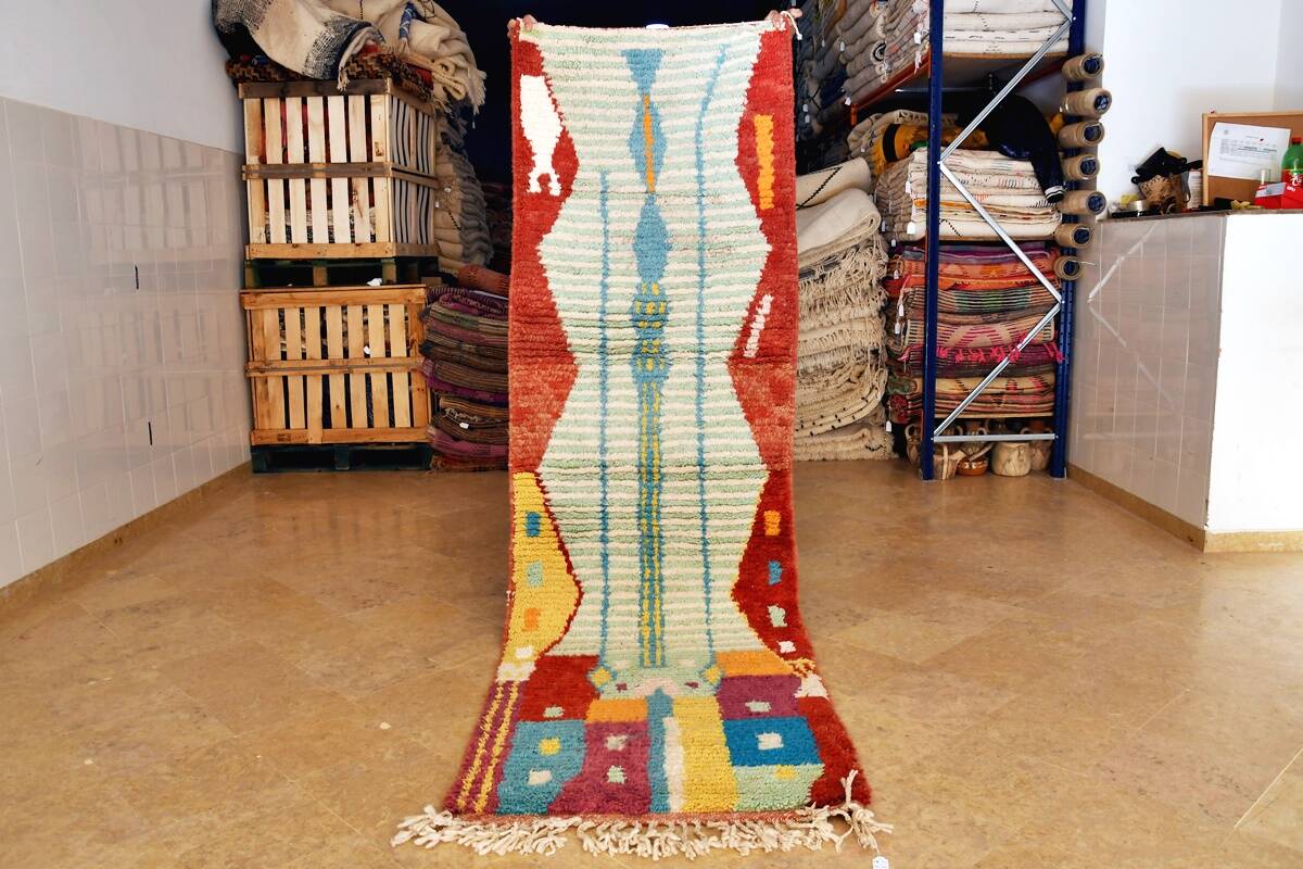 Moroccan Berber carpet hallway Boujaad 280 x 84 cm New