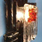 Vintage Italian brutalist wrought iron wall lamp by Albano Poli for Poliarte, set of 4.