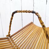 Folding fruit basket wood and vintage bamboo