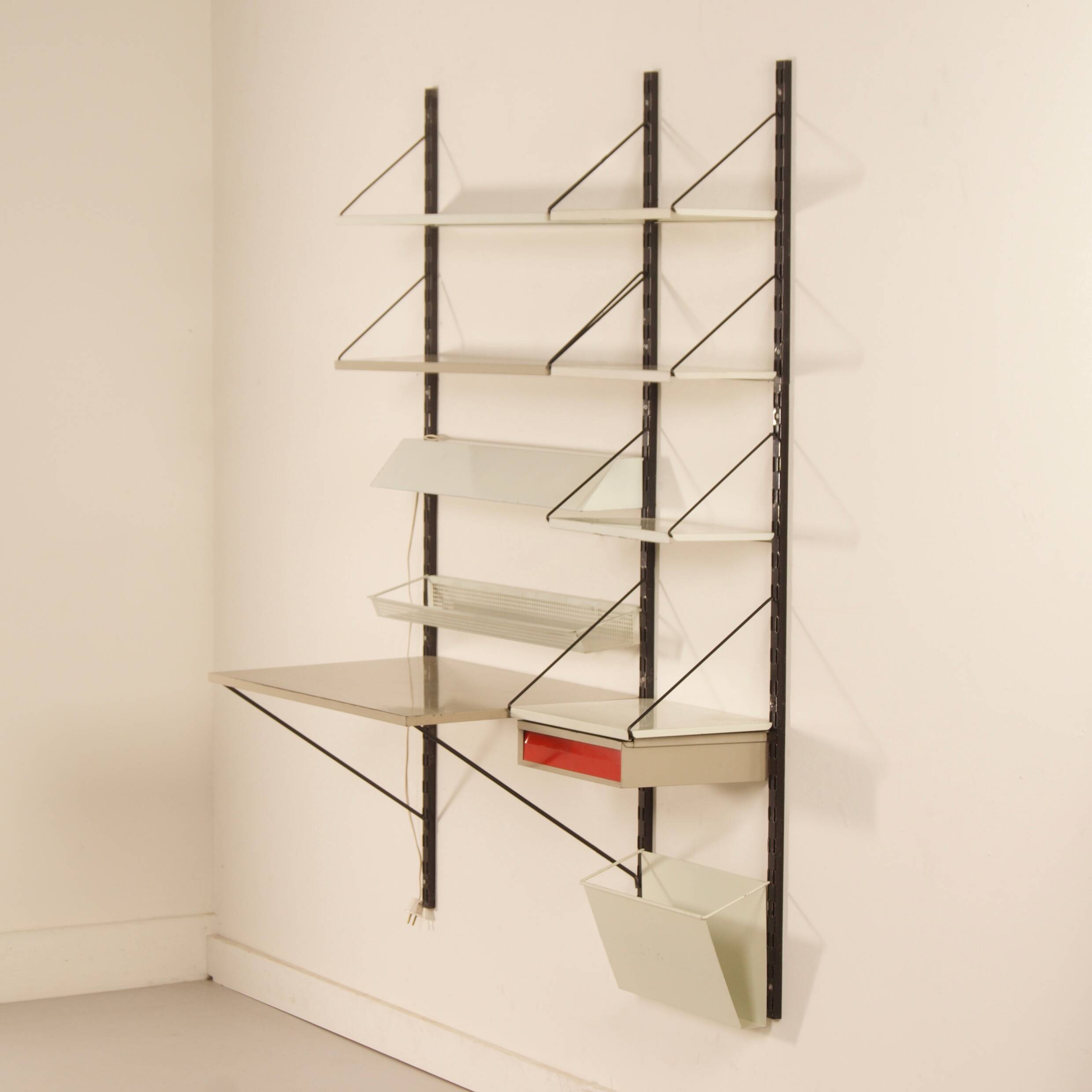 Pilastro Wall System by Tjerk Reijenga with Desk and Magazine Holder, 1960s