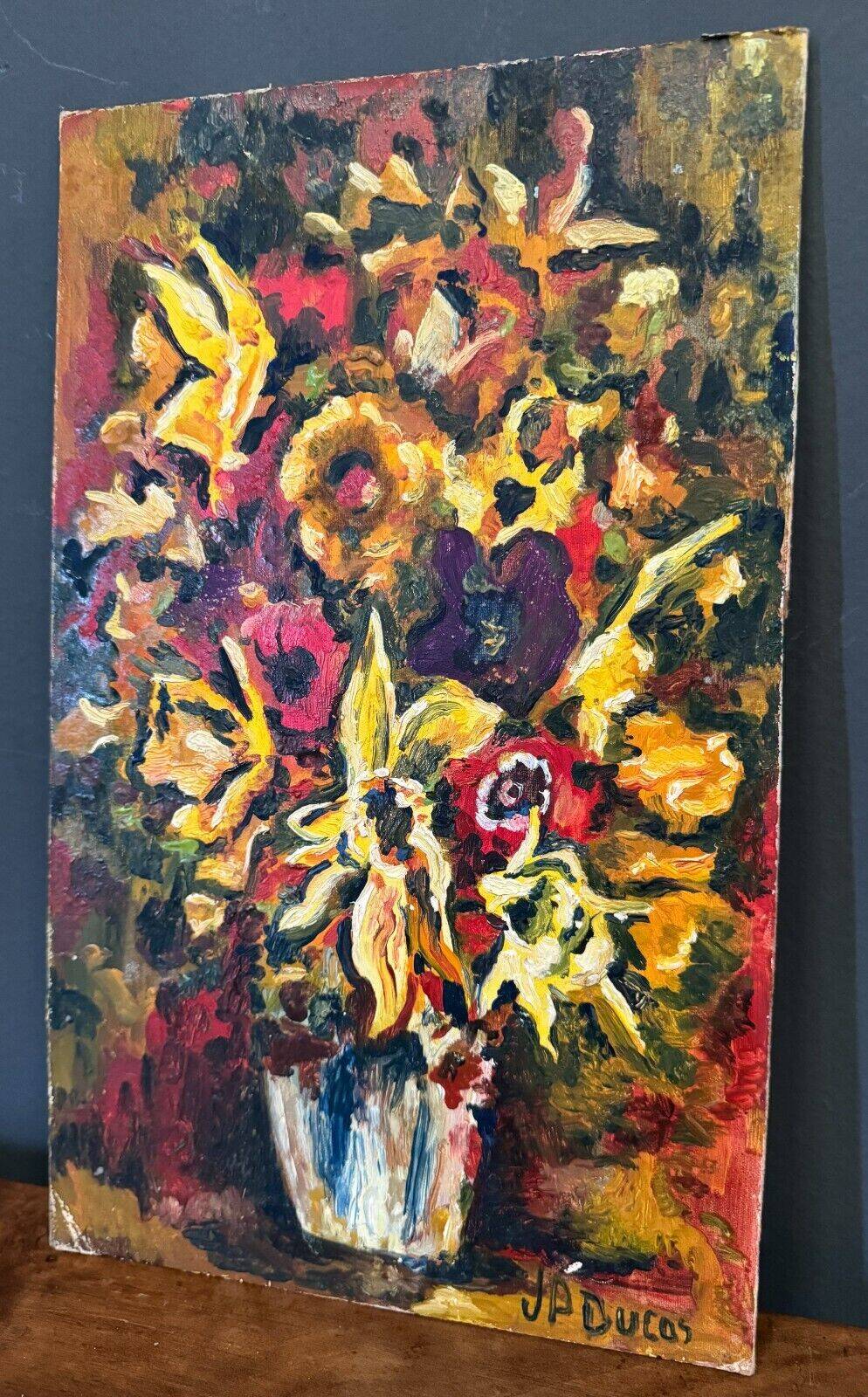 Oil on cardboard by J.-P. Ducos still life 1960