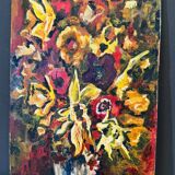Oil on cardboard by J.-P. Ducos still life 1960