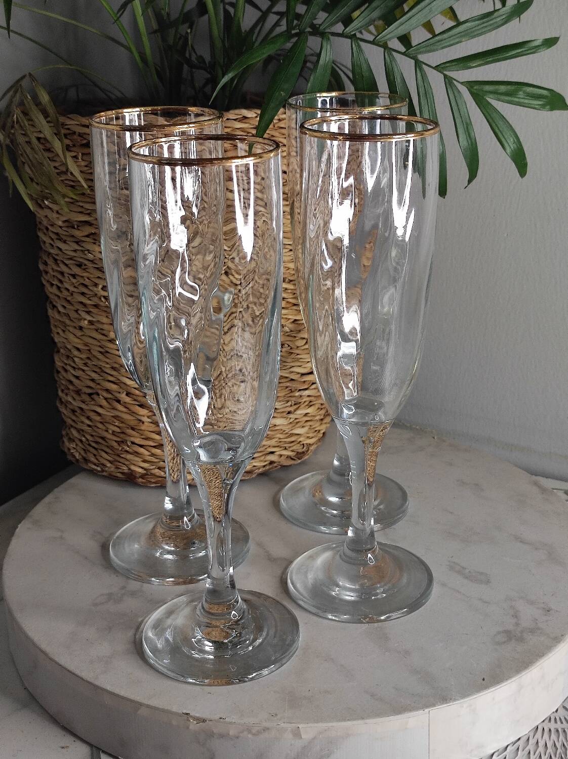 Gold champagne flutes