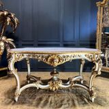 Mid-period table Napoleon III in painted and gilded wood
