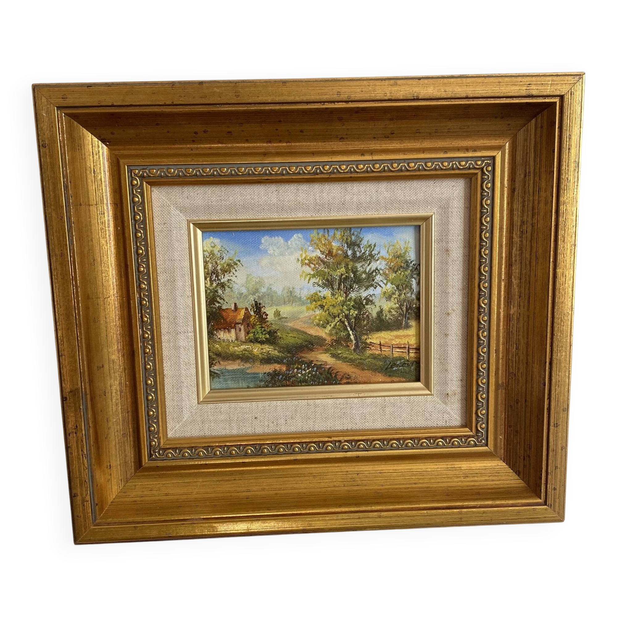 Small framed landscape painting