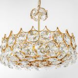 Golden brass chandelier, Sciolari design by Palwa, Germany, 1970s