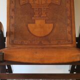 Inca design tooled leather armchair by Angel Pazmino, Ecuador 1970s