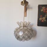 Lotus flower suspension in mother-of-pearl and brass