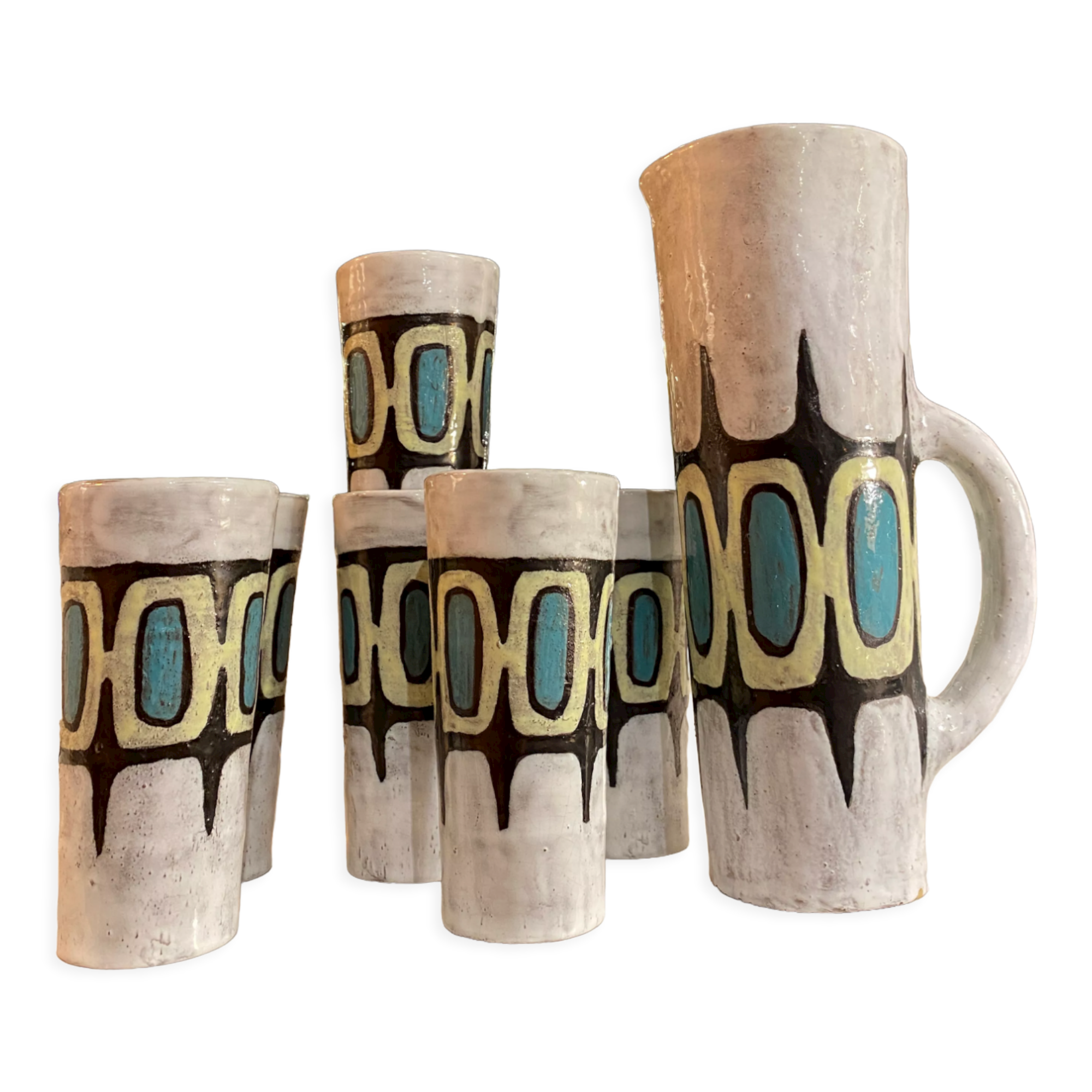 Juice service / orangeade ceramist Manoy 60s