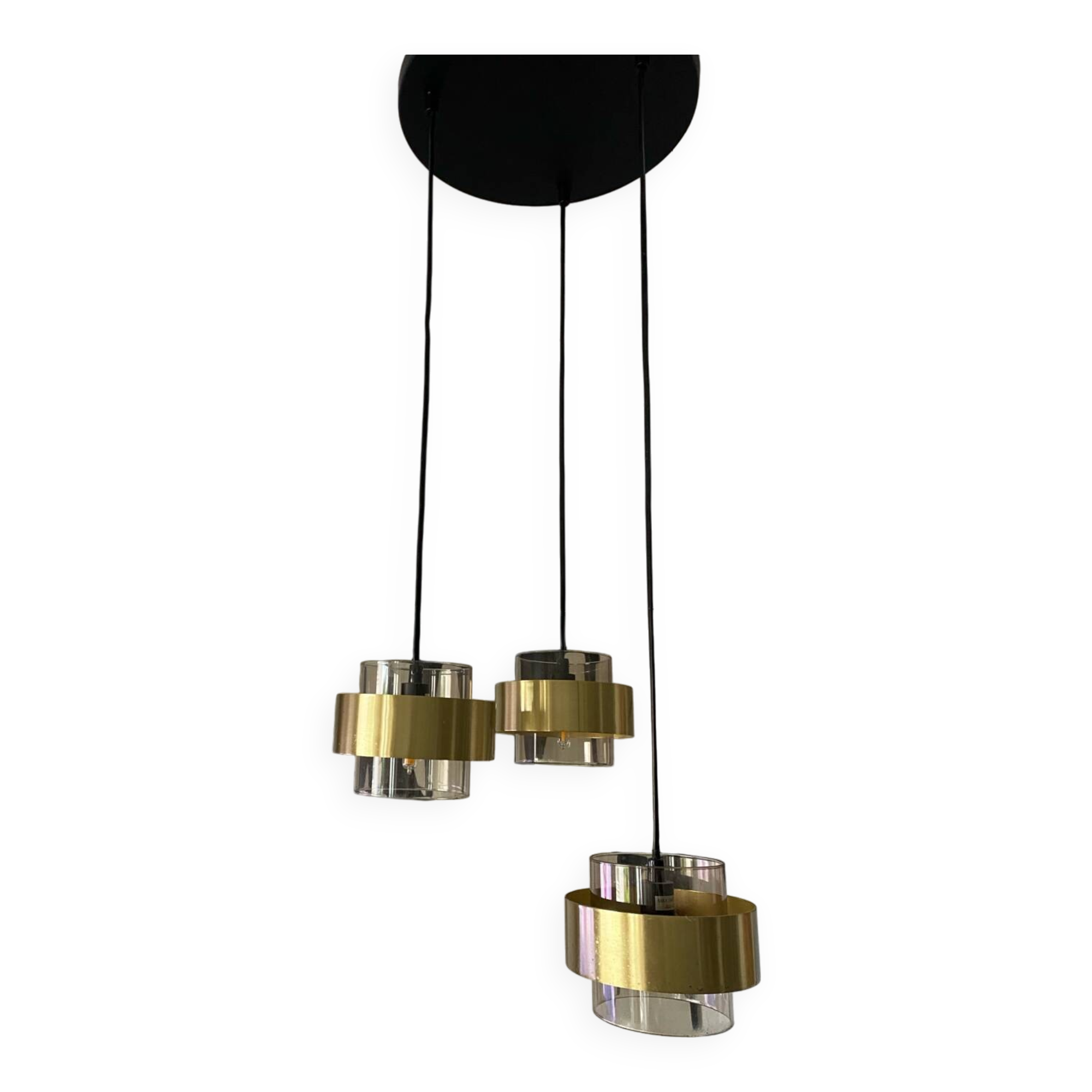 Suspension laiton verre fumé