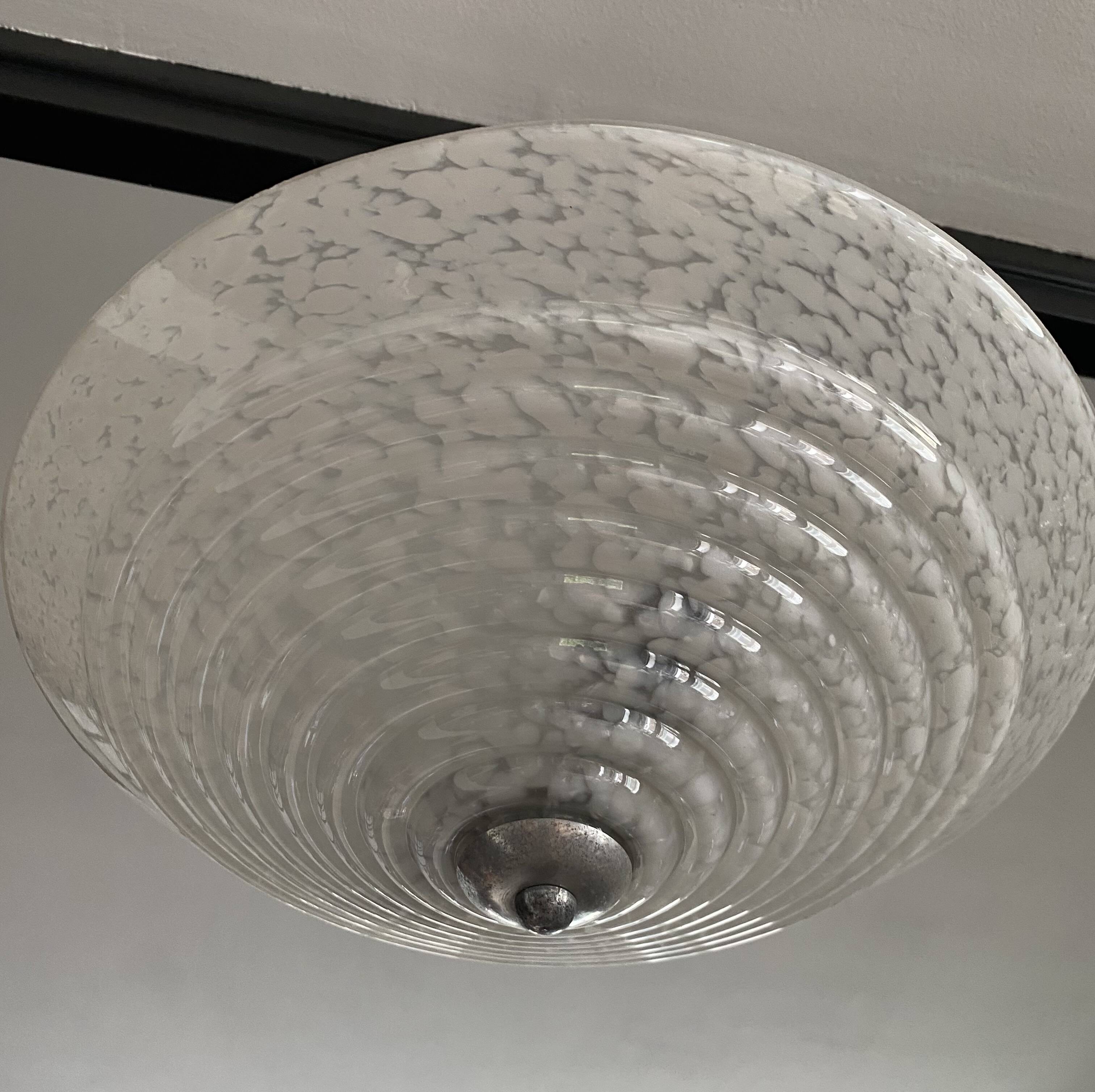 Suspension Art Deco globe en verre de Clichy