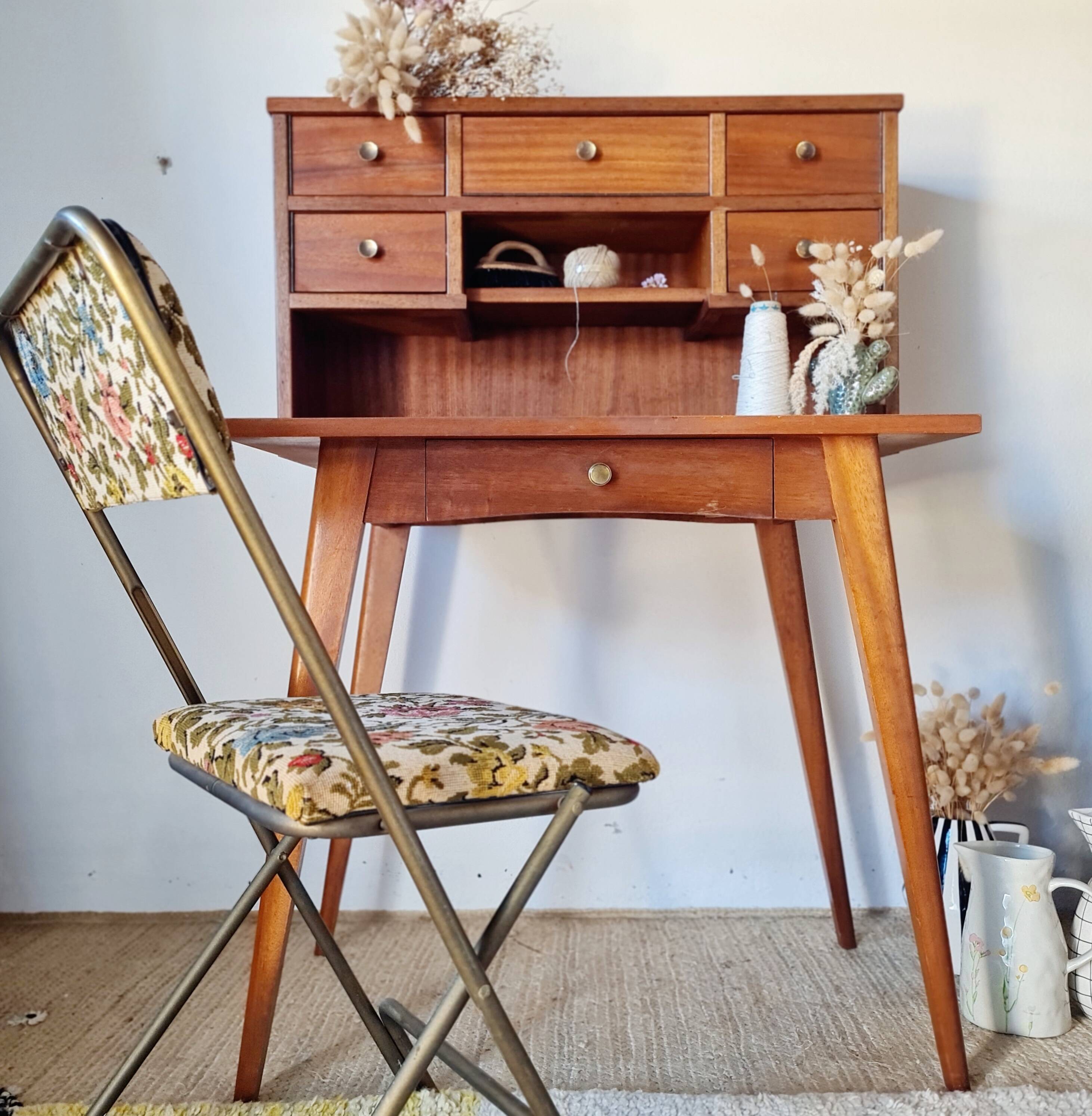 Scandinavian desk with tapered legs, vintage.