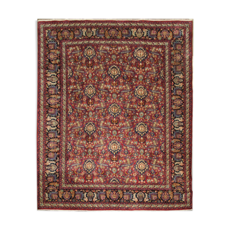 Tapis en laine florale rouge fait à la main antique persan khorassan tapis - 295x376cm