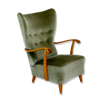 Fauteuil en velours, suède, 1950