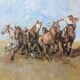 Huile sur toile "Les chevaux sauvages"