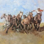 Huile sur toile "Les chevaux sauvages"