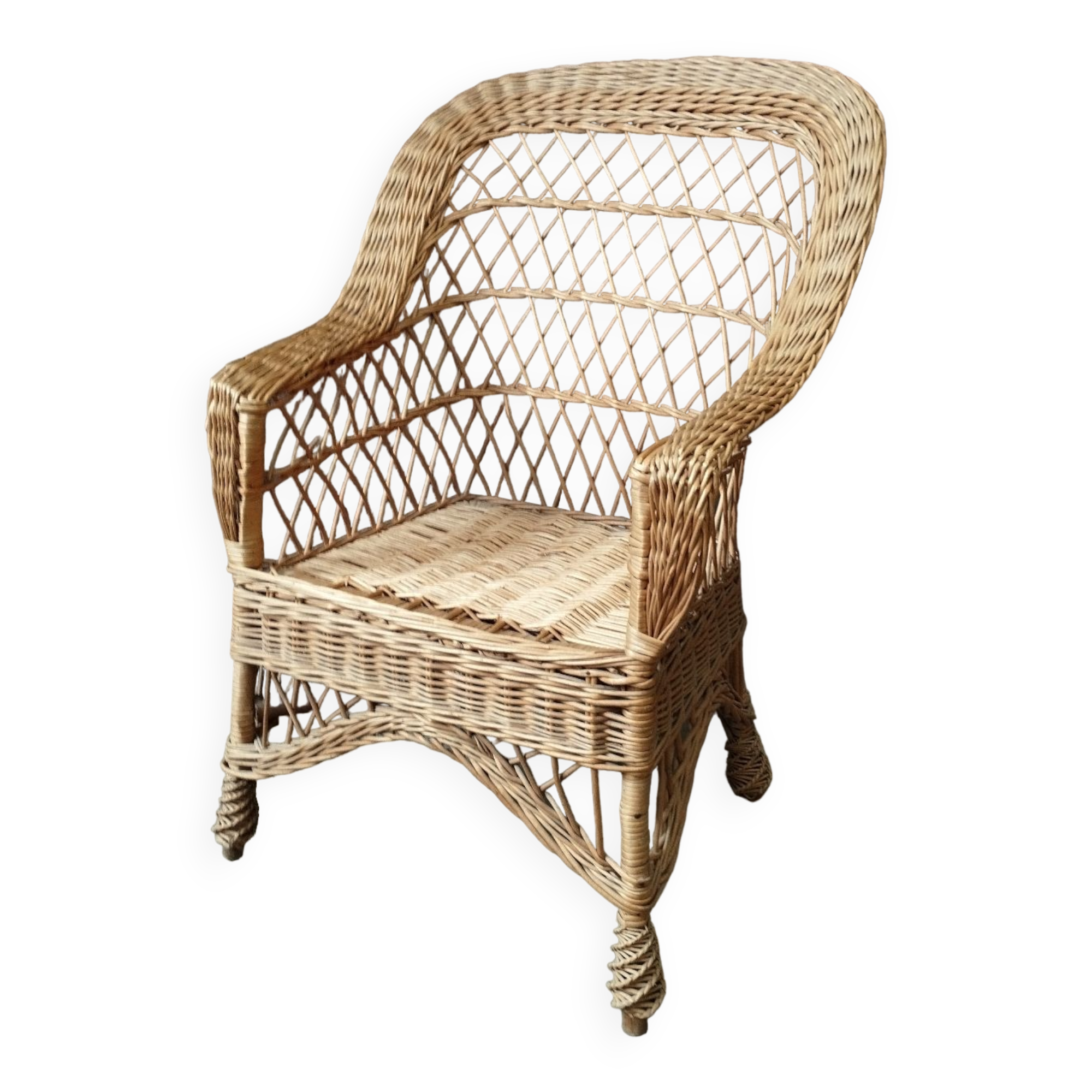 Fauteuil vintage rotin et osier