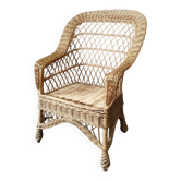 Fauteuil vintage rotin et osier