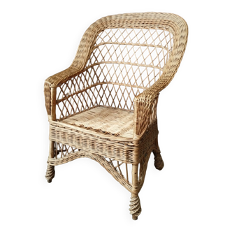 Vintage rattan and wicker armchair