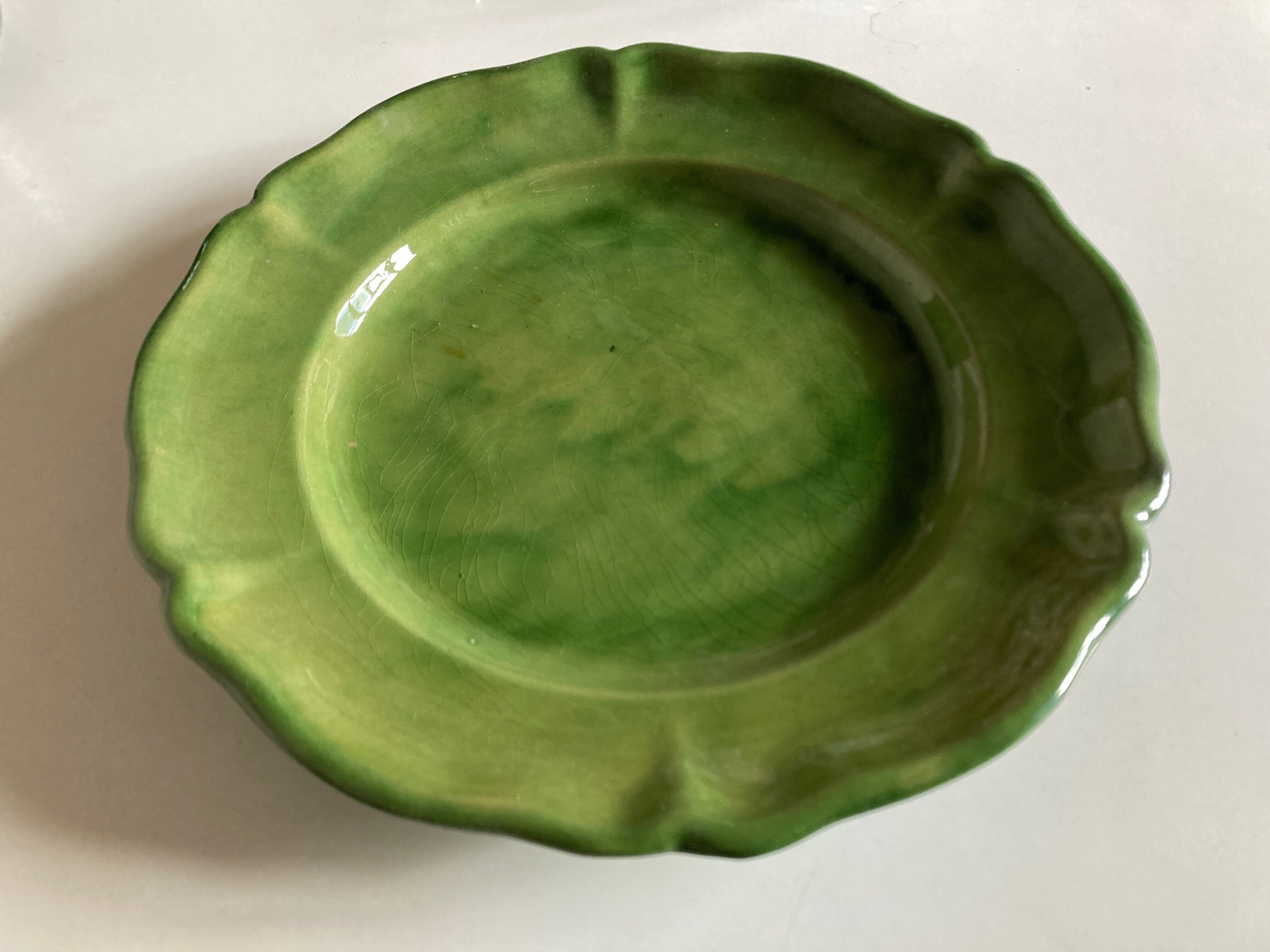 Glazed clay dish Biot verte XXL 1960