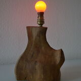Modernist brutalist lamp free form years 60 olive wood