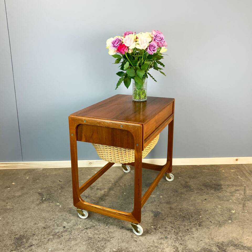 Rollable sewing box by BR Gelsted Denmark, teak, vintage from the 60s