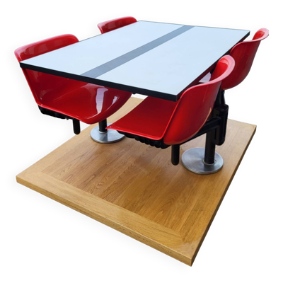 Table modus et 4 chaises Osvaldo Borsani par Tecno Italie 1970 Space Age