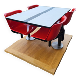 Table modus et 4 chaises Osvaldo Borsani par Tecno Italie 1970 Space Age