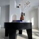 Coffee table en bois massif monoxyle noir