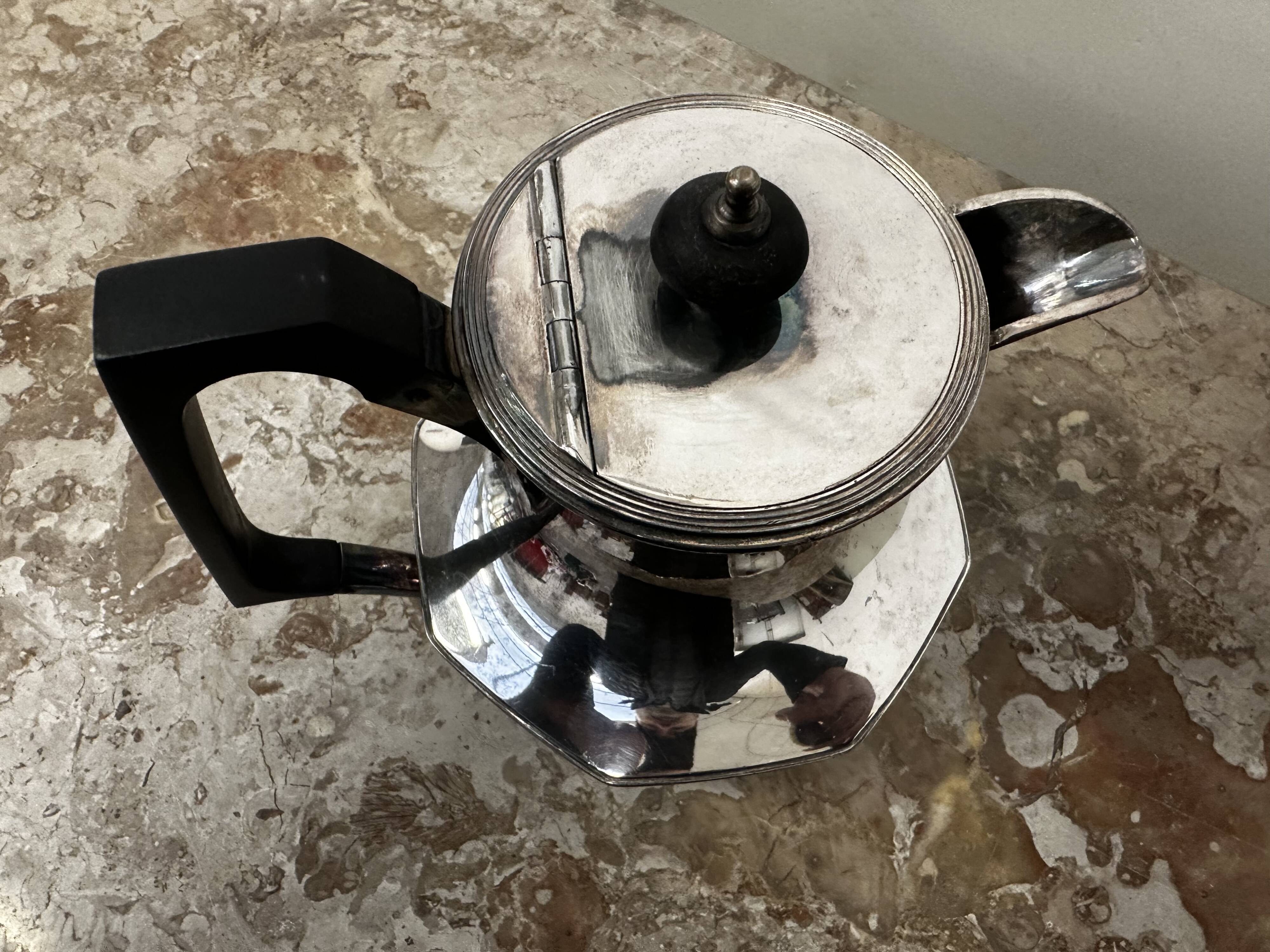 Kirby Beard & Co Paris - Made in England - Silver Metal Teapot H 21cm