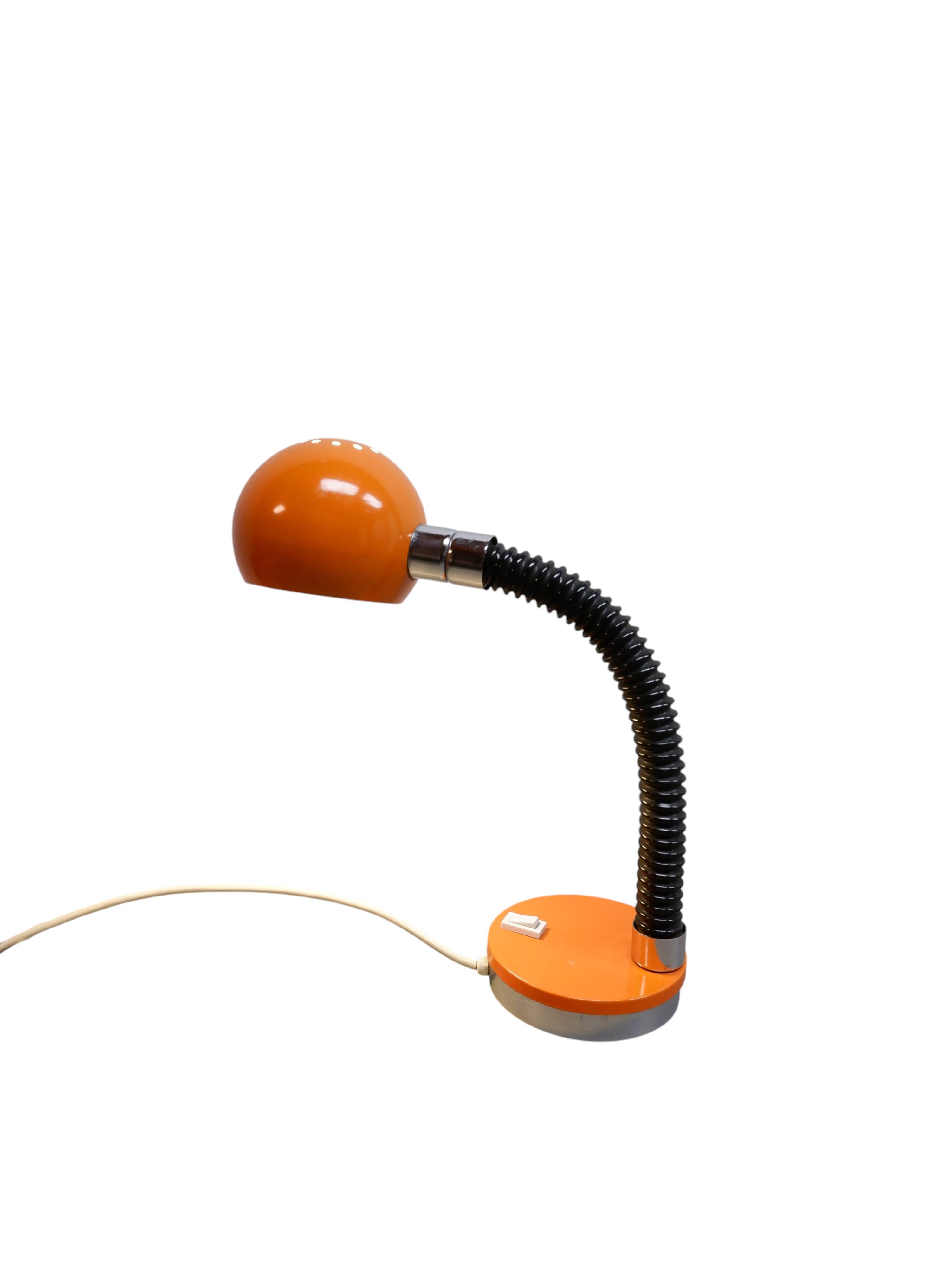 Lampe de bureau orange de l'ère spatiale, années 1970