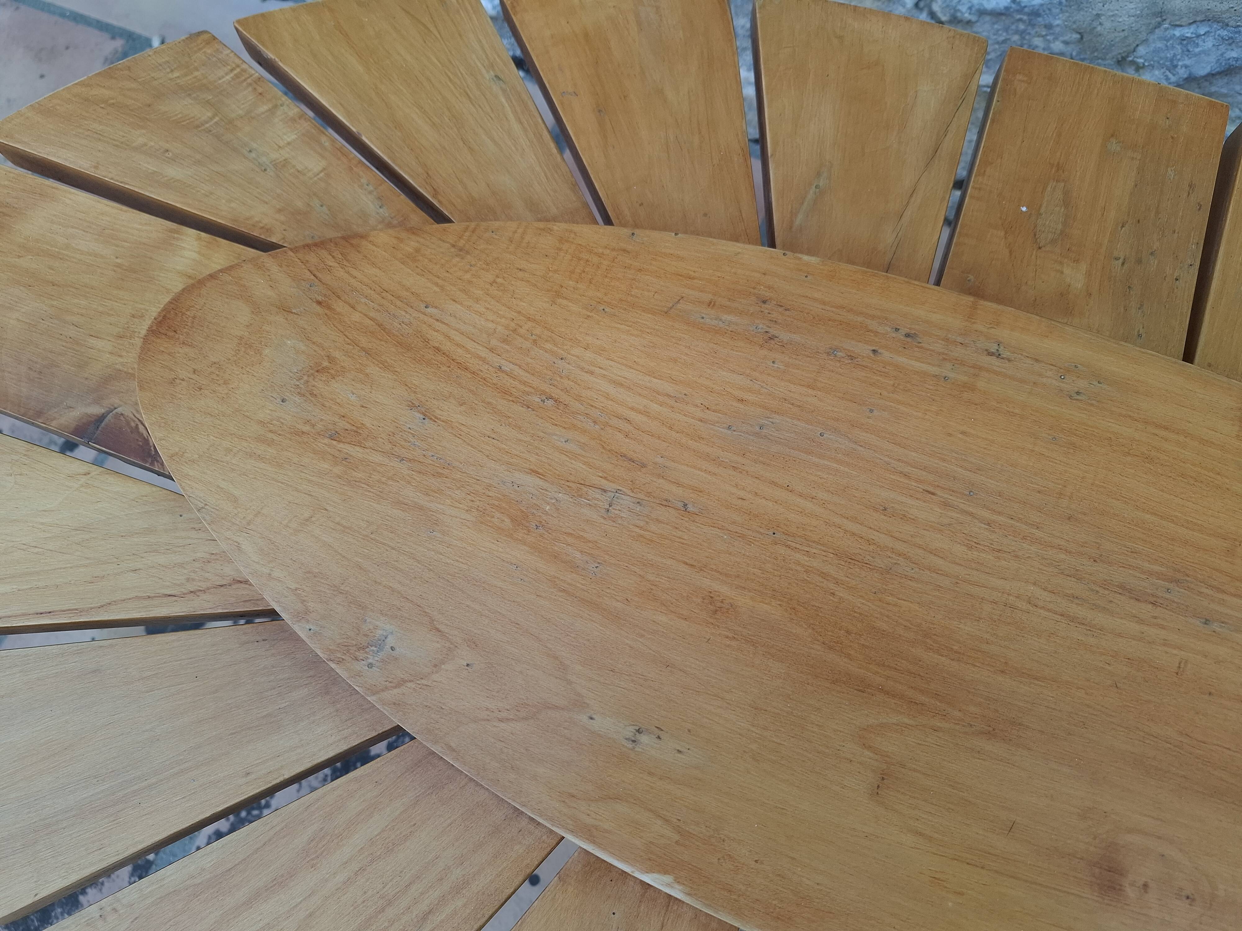 Vintage daisy shaped wooden coffee table