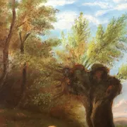 French school, pastel animated landscape with sheep from the early 20th century.