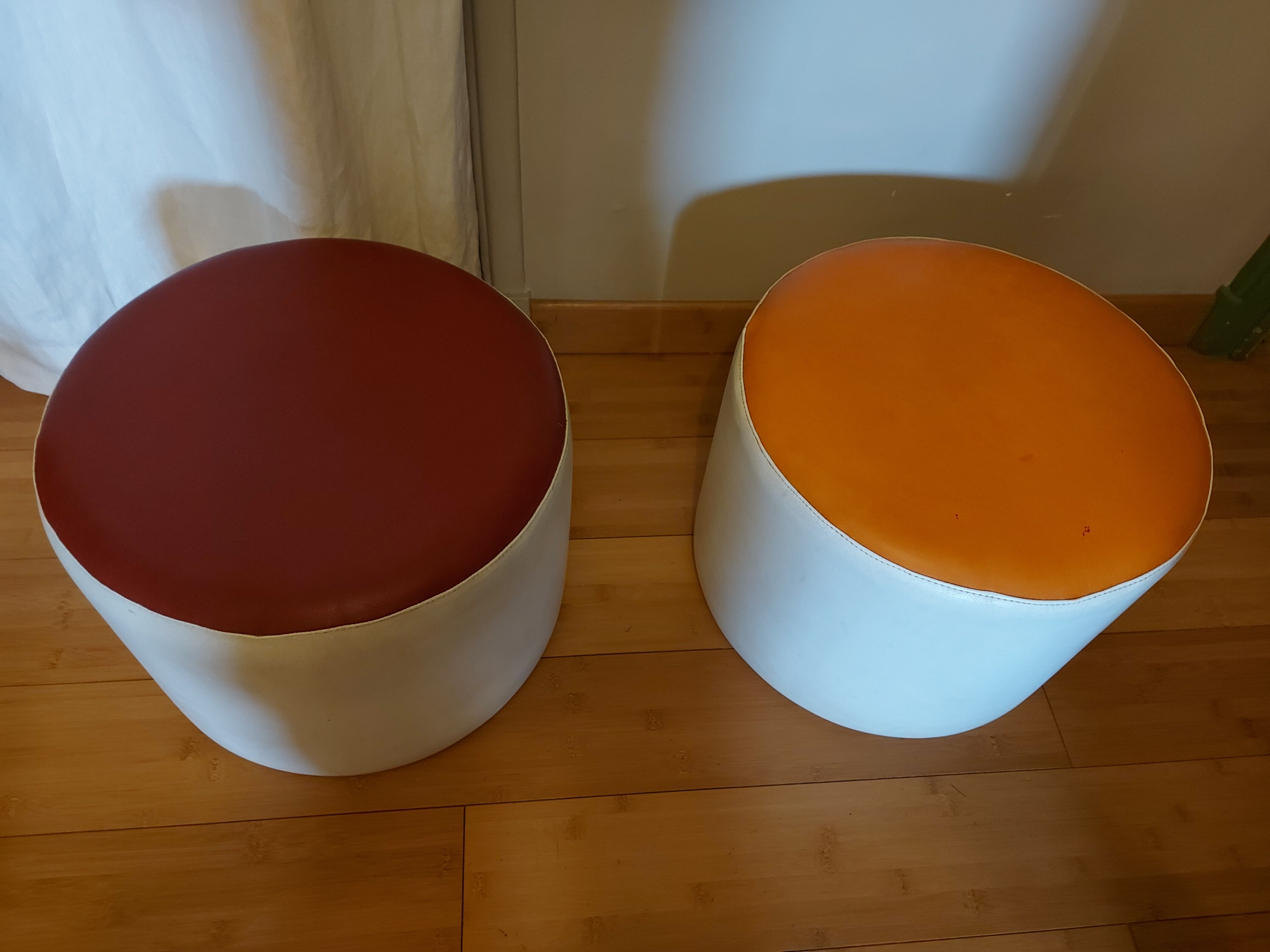 2 vintage skai beanbags, 70's