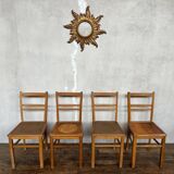 Series of 4 vintage bistro chairs 1950